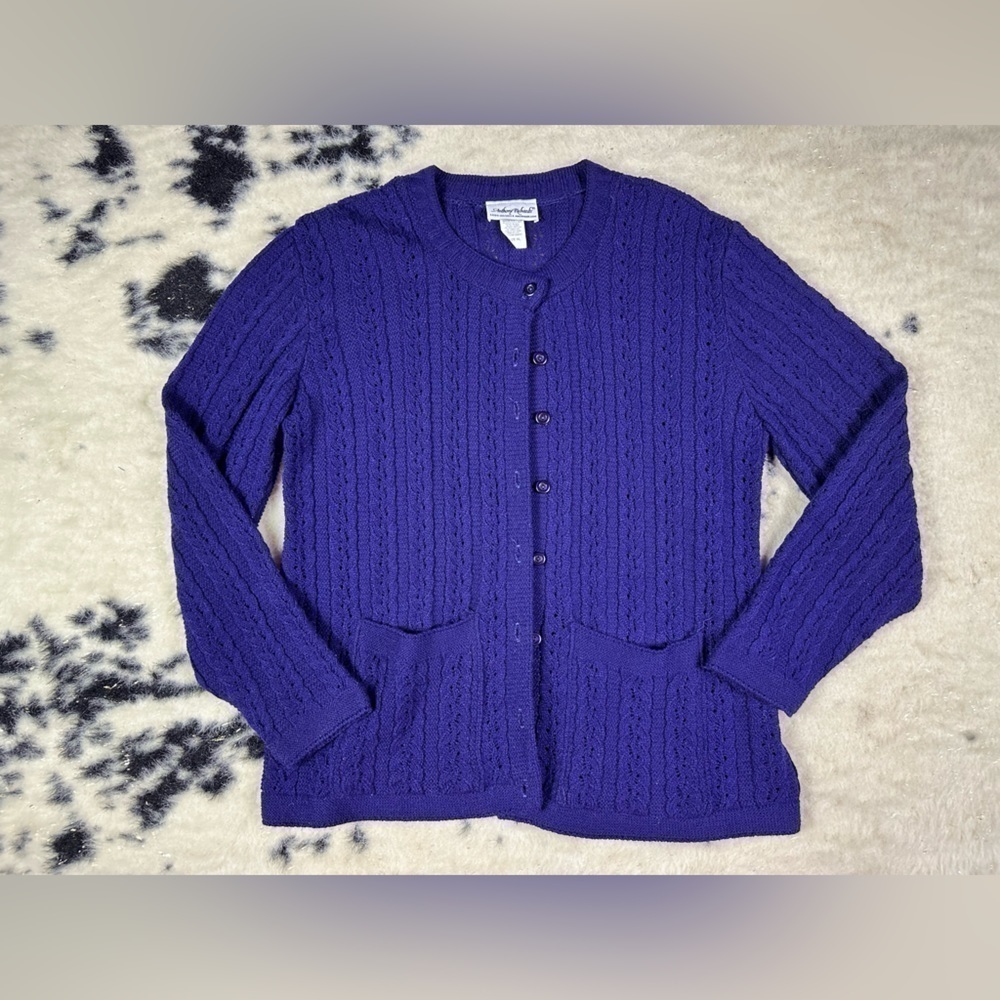 Anthony Richard’s Women’s Blue Knit Button Down V neck Cardigan Size XL